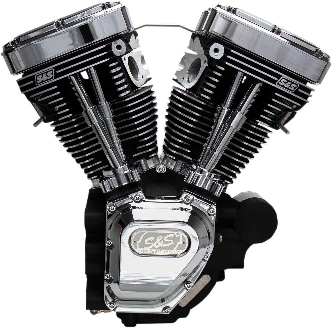 S&S CYCLE T124 Long Block Engine - Wrinkle Black and Chrome - Touring  310-0400A