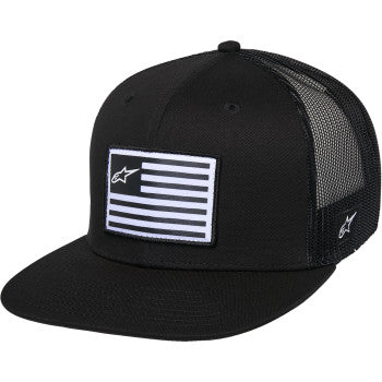 ALPINESTARS Flag Flat Trucker Hat - Black/Black 1235-81960-1010-OS