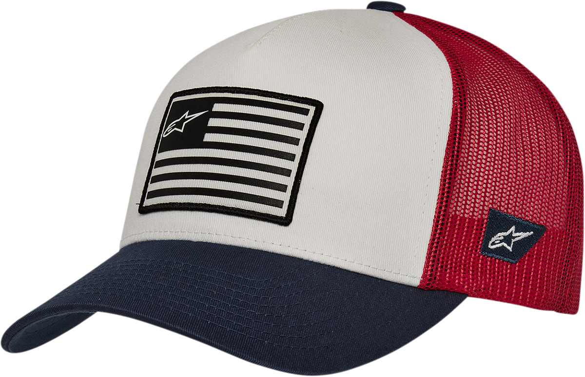 ALPINESTARS Flag Snapback Hat - White/Navy/Red - One Size 1211810132074OS