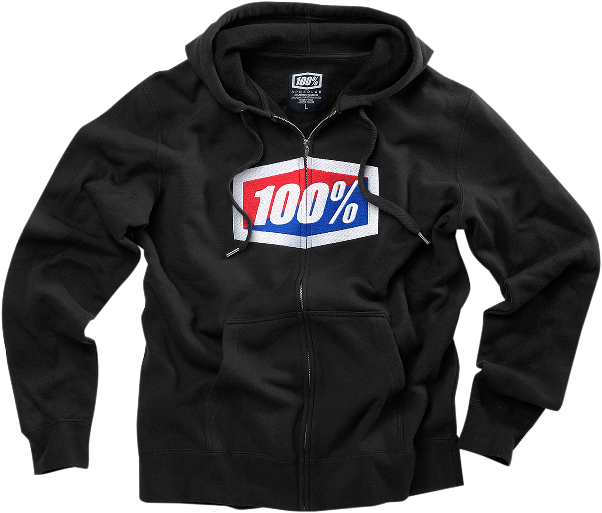 100% Official Fleece Zip-Up Hoodie - Black - Medium 20032-00011