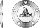 FIGURATI DESIGNS Timing Cover - 5 Hole - Don't Tread on Me - Stainless Steel FD40-TC-5H-SS