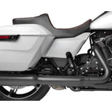 DRAG SPECIALTIES Predator III 2-Up Seat - Double Diamond - Red Stitching - FLT/FLH '23-'24 0801-1933