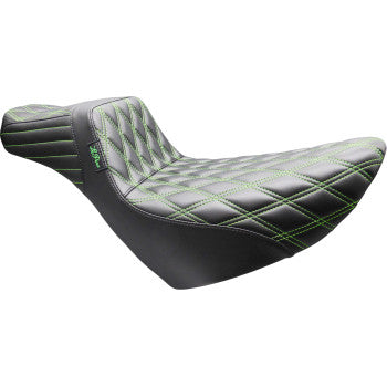 LE PERA Tailwhip Daddy Long Legs Seat - Double Diamond - Green Stitch - FL/FX '18-'26  LYR-580DLDD-GN07