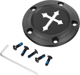 FIGURATI DESIGNS Timing Cover - 5 Hole - Cross - Black FD41-TC-5H-BLK