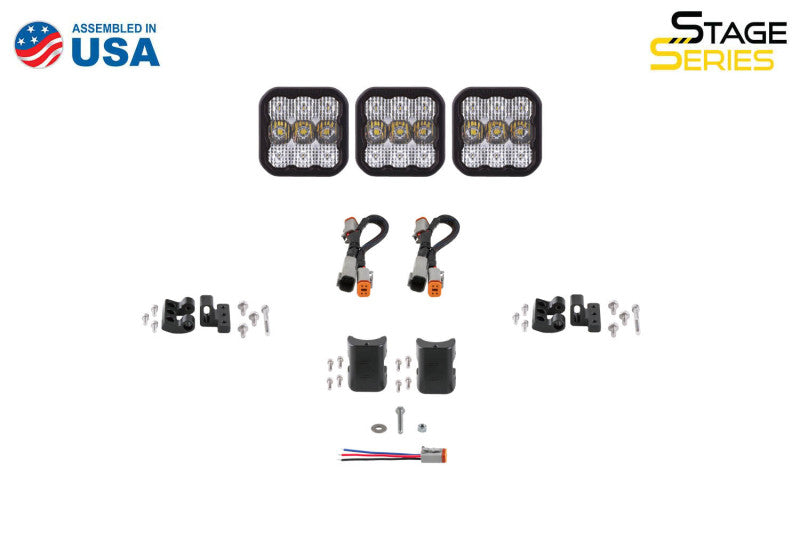 Diode Dynamics SS5 Pro Universal CrossLink 3-Pod Lightbar - Yellow Driving