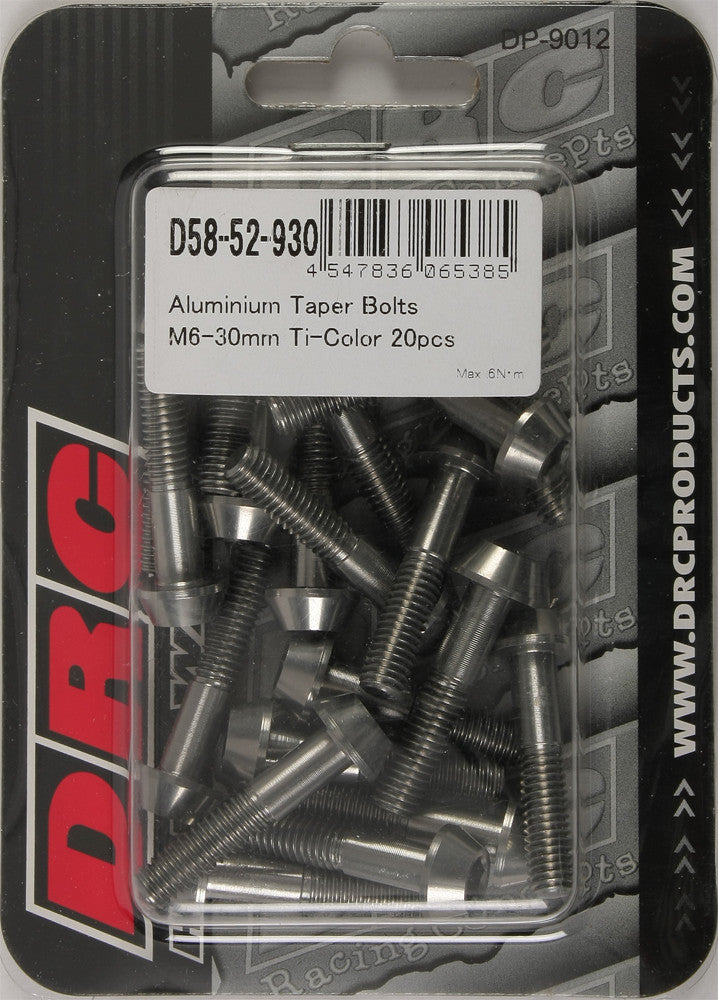 DRC Aluminum Taper Bolts Titanium M6x30mm 20/Pk D58-52-930