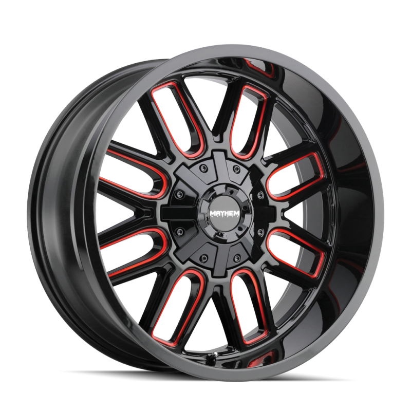 Mayhem 8107 Cogent 17x9 / 5x127 BP / -12mm Offset / 87.1mm Hub Black w/ Prism Red Wheel