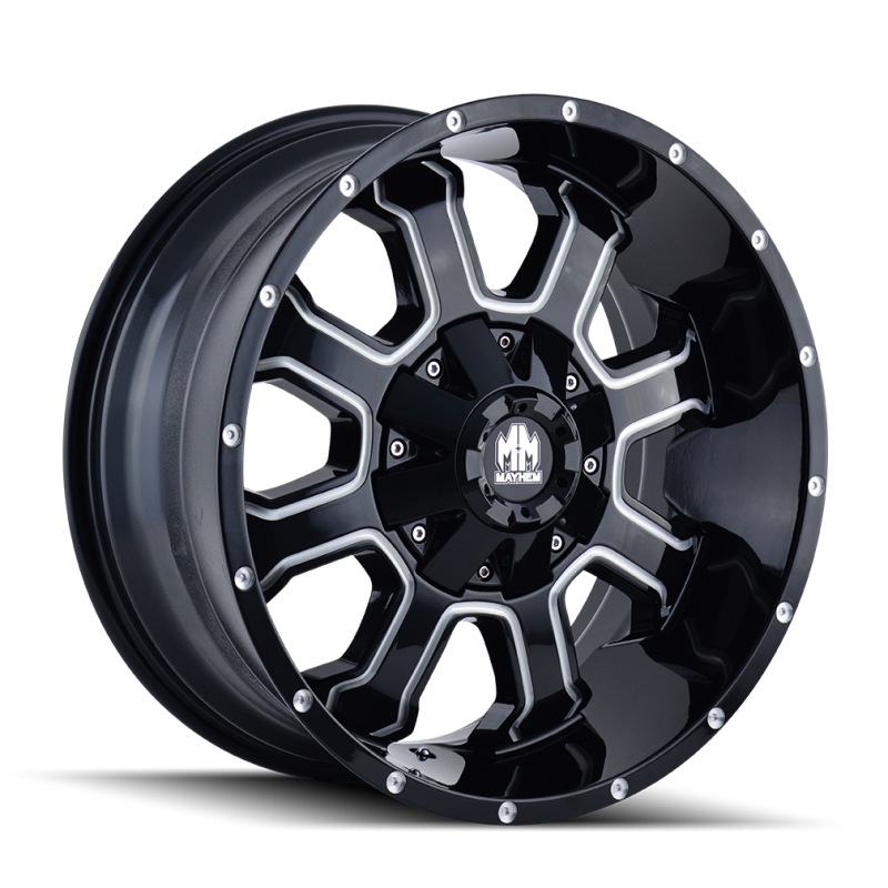 Mayhem 8103 Fierce 20x9 / 8x165.1 BP / 18mm Offset / 130.8mm Hub Black w/ Milled Spokes Wheel