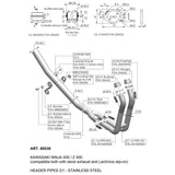 LEOVINCE Header - Stainless Steel - Ninja 400 2018-2023  80038 1812-0573