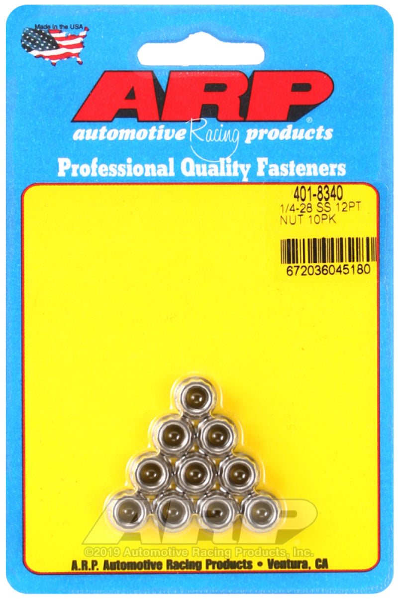 ARP 1/4-20in SS 12pt Nut Kit (10/pkg) 401-8340