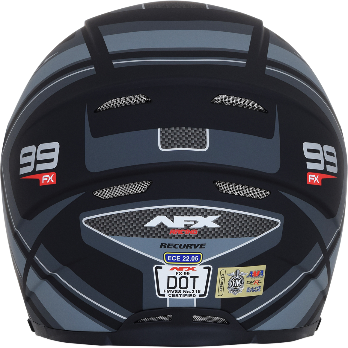 AFX FX-99 Helmet - Recurve - Matte Black/Gray - Large 0101-11138