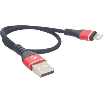RidePower Male USB to Male Lightning Cable - Phone - Charger - 12" - Black/Gray RPUSBLHT12