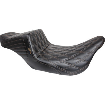 LE PERA Tailwhip Seat - Double Diamond w/ Chestnut Thread - Black - FL '08-'24 LK-587DD-CHET