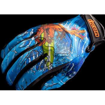 ICON Hooligan™ Dino Fury Gloves - Blue - 2XL 3301-4639