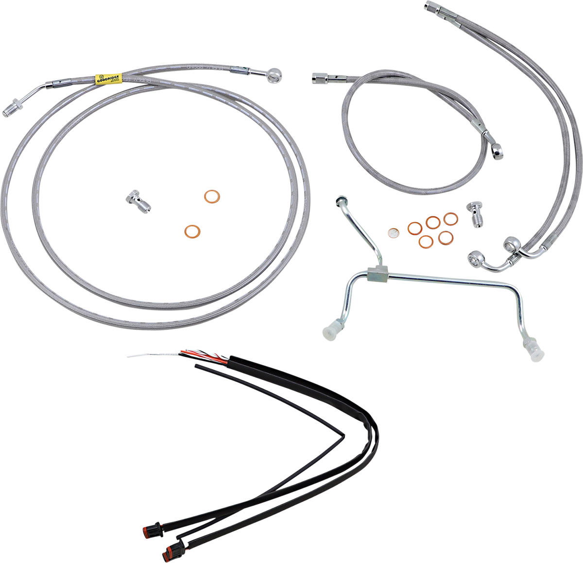 BURLY BRAND Handlebar Cable/Brake Line Kit - Complete - 13" Ape Hanger Handlebars - Stainless Steel B30-1238