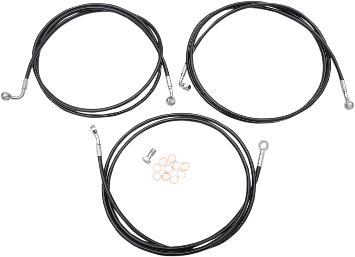 LA CHOPPERS Brake Line - 18" - 20" Ape Hanger Handlebars - Black LA-8052B19B