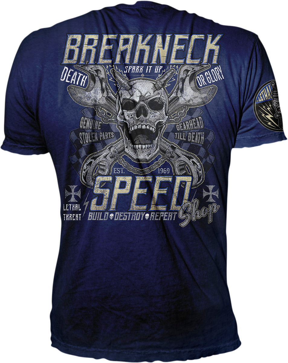 LETHAL THREAT Break Neck Speed T-Shirt - Blue - Medium VV40162M