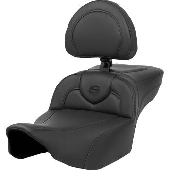 SADDLEMEN Heated RoadSofa™ Seat - Extended Reach - Smooth - w/ Backrest - FLT/FLH ’23-‘24 823-07-188C0