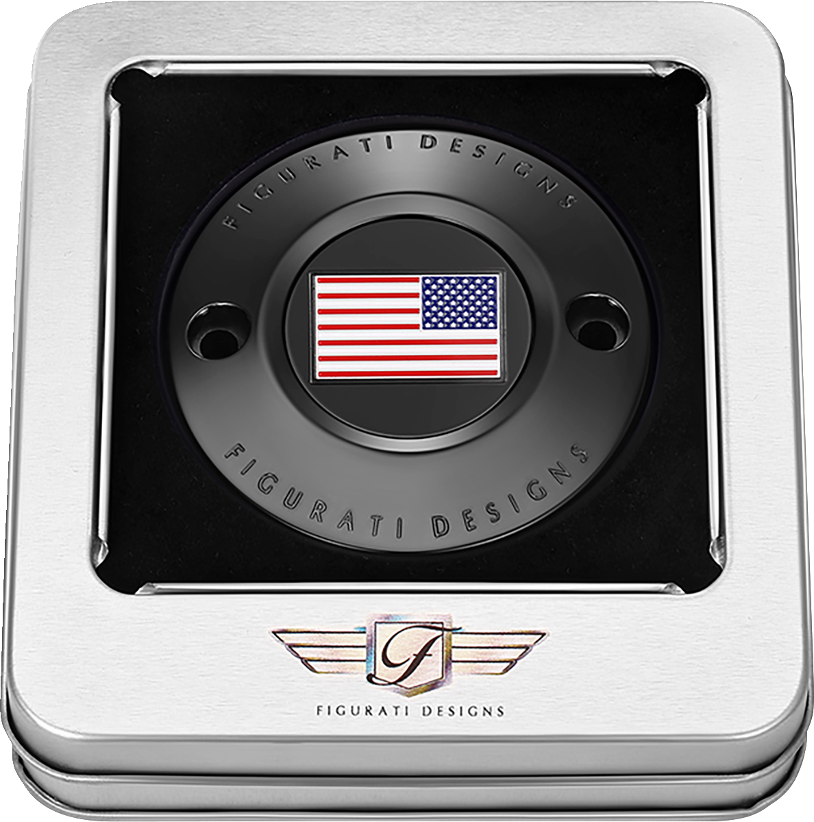 FIGURATI DESIGNS Timing Cover - 2 Hole - American - Black FD21R-TC-2H-BLK