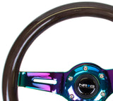 NRG Classic Wood Grain Steering Wheel (310mm) Black w/Neochrome 3-Spoke Center ST-310BK-MC