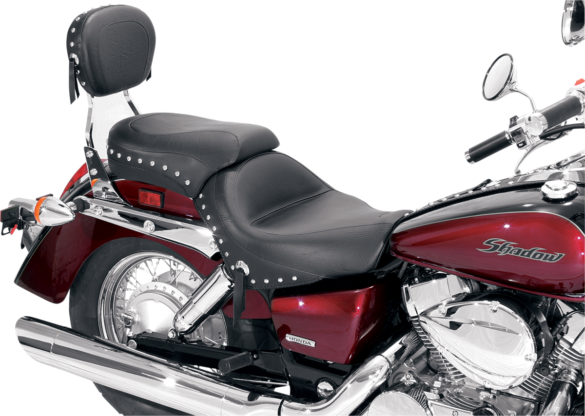 MUSTANG Seat - Wide - Touring - Without Backrest - Two-Piece - Chrome Studded - Black w/Conchos - 750Aero 76520