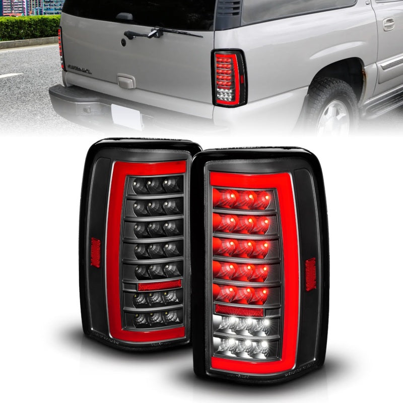 ANZO 00-06 Chevrolet Tahoe / GMC Yukon Full LED Taillights w/ Lightbar Black Housing/Clear Lens 311448