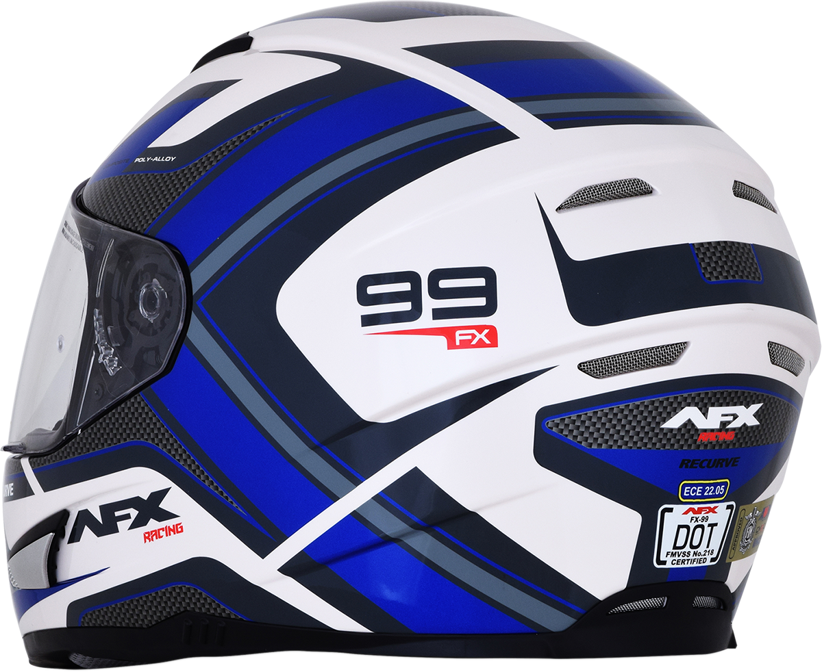 AFX FX-99 Helmet - Recurve - Pearl White/Blue - Large 0101-11123