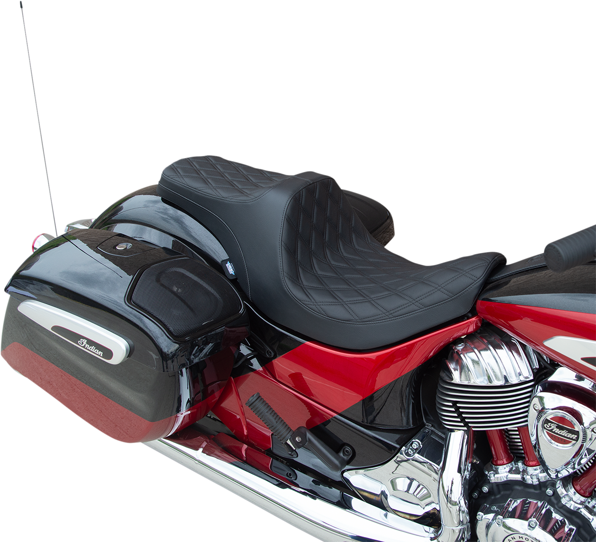 DRAG SPECIALTIES Predator III Seat - Forward Positioning - Double Diamond - Black Stitching - '14-'22 Indian 0810-2270