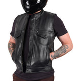 THRASHIN SUPPLY CO. Mulholland Leather Riding Vest - Black - Medium TMJ-14-09