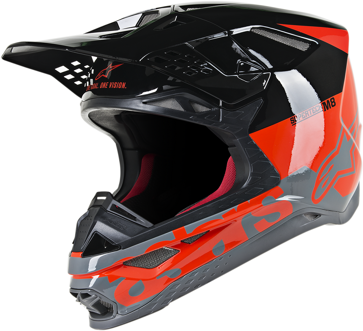 ALPINESTARS Supertech M8 Helmet - Radium - MIPS - Red Fluo/Black/Mid Gray Glossy - XS 8301519-3183-XS