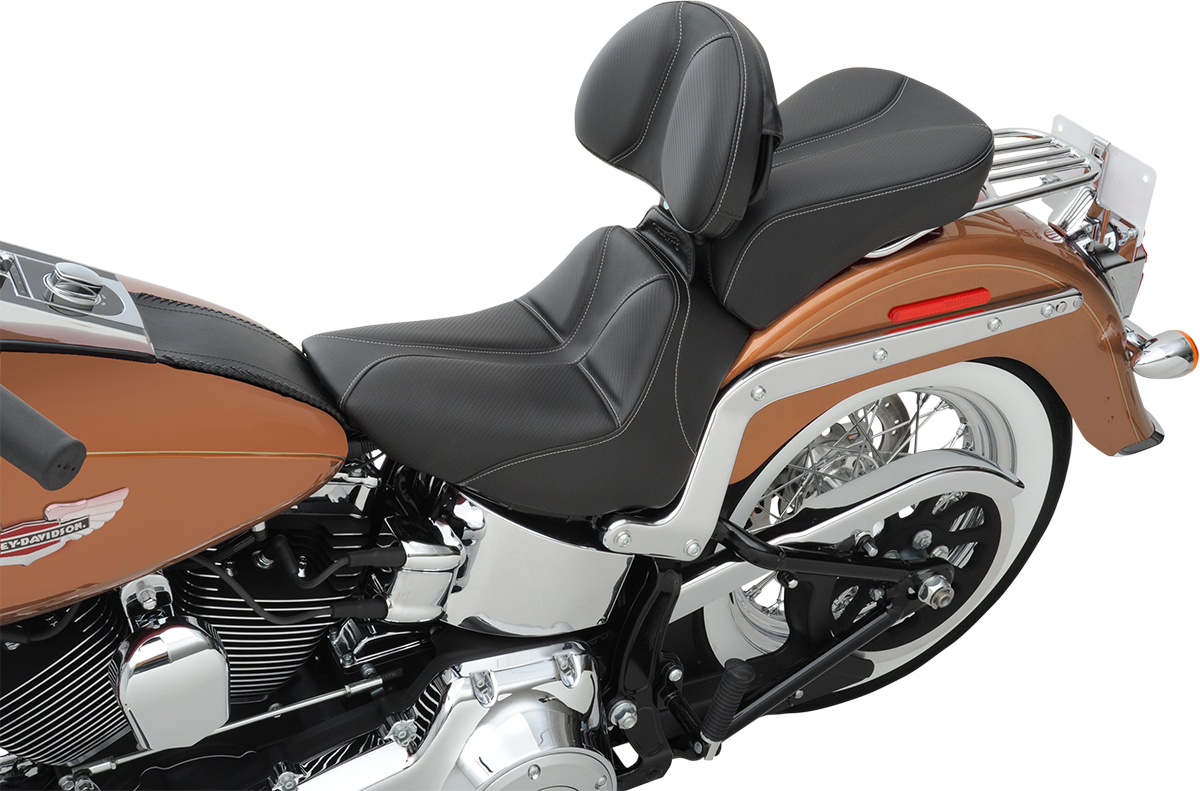 SADDLEMEN Dominator Solo Seat - Stitched - Black w/ Gray Stitching - FLSTC/N '06-'17 806-15-0042