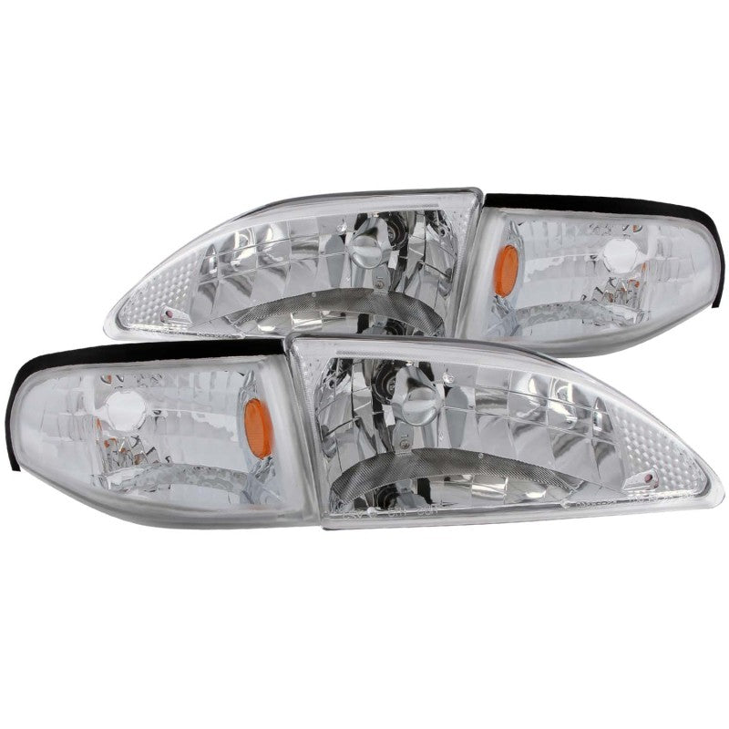 ANZO 1994-1998 Ford Mustang Crystal Headlights Chrome 121262