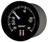 Autometer 52mm Stack Instruments -30INHG to +30PSI Mechanical Boost Gauge - Black ST3112