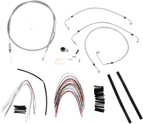 BURLY BRAND Handlebar Cable/Brake Line Kit - Complete - 14" Ape Hanger Handlebars - Stainless Steel B30-1091