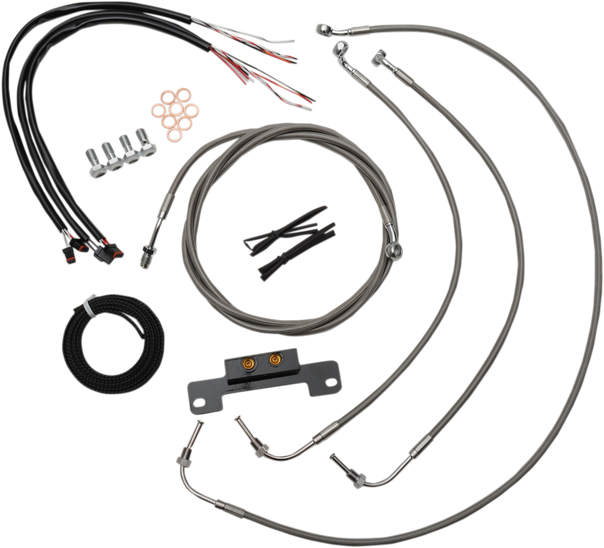 LA CHOPPERS Handlebar Cable/Brake Line Kit - Complete - Mini Ape Hanger Handlebars - Stainless LA-8055KT2-08