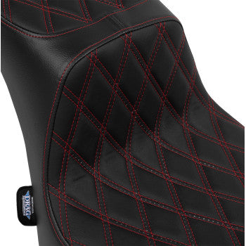 DRAG SPECIALTIES Performance Predator 2-Up Seat - Vinyl - Double Diamond - Red Thread - FL '00-'17 0802-1643