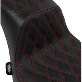 DRAG SPECIALTIES Performance Predator 2-Up Seat - Vinyl - Double Diamond - Red Thread - FL '00-'17 0802-1643