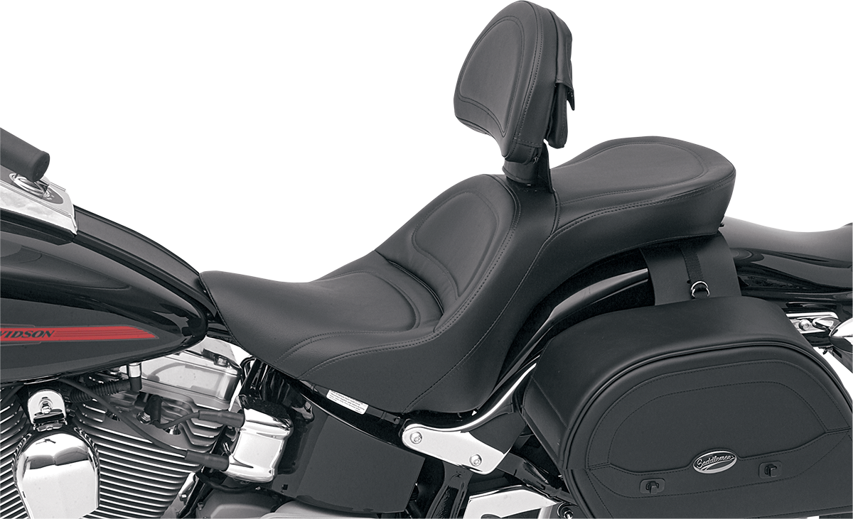 SADDLEMEN Seat - Explorer - With Backrest - Stitched - Black - FL/FX '06-'17 806-12-030