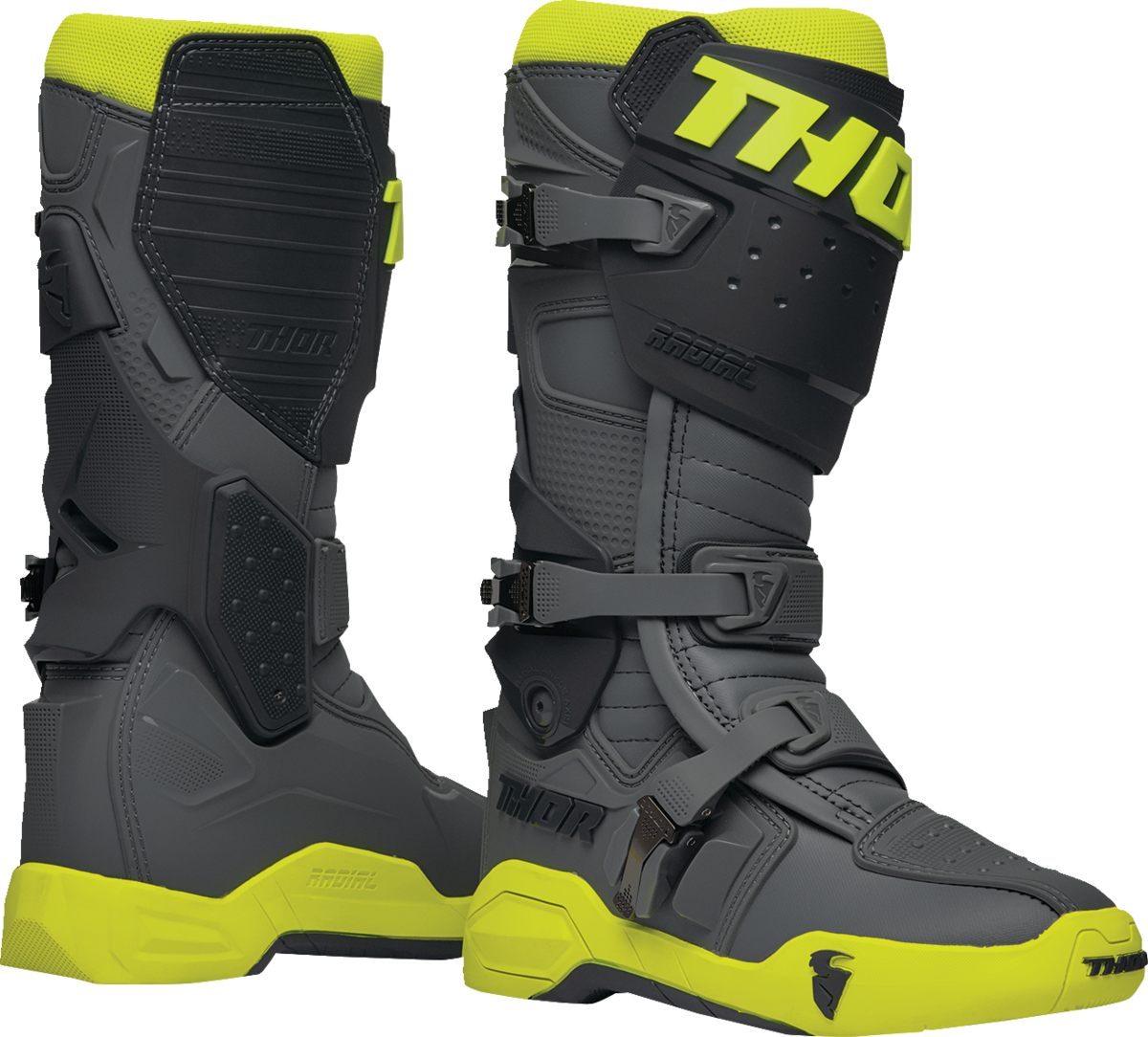 THOR Radial Boots - Gray/Fluorescent Yellow - Size 8 3410-2746