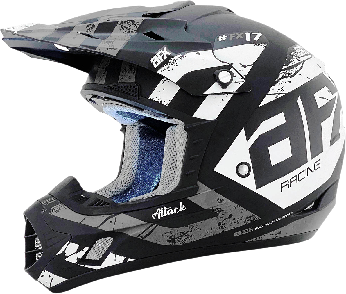 AFX FX-17 Helmet - Attack - Matte Black/Silver - XS 0110-7142