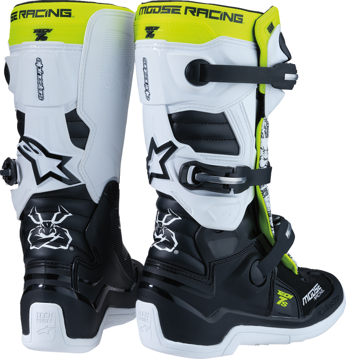 MOOSE RACING Youth Tech 7S Boots - Black/White/Yellow - US 8 0215024-125-8