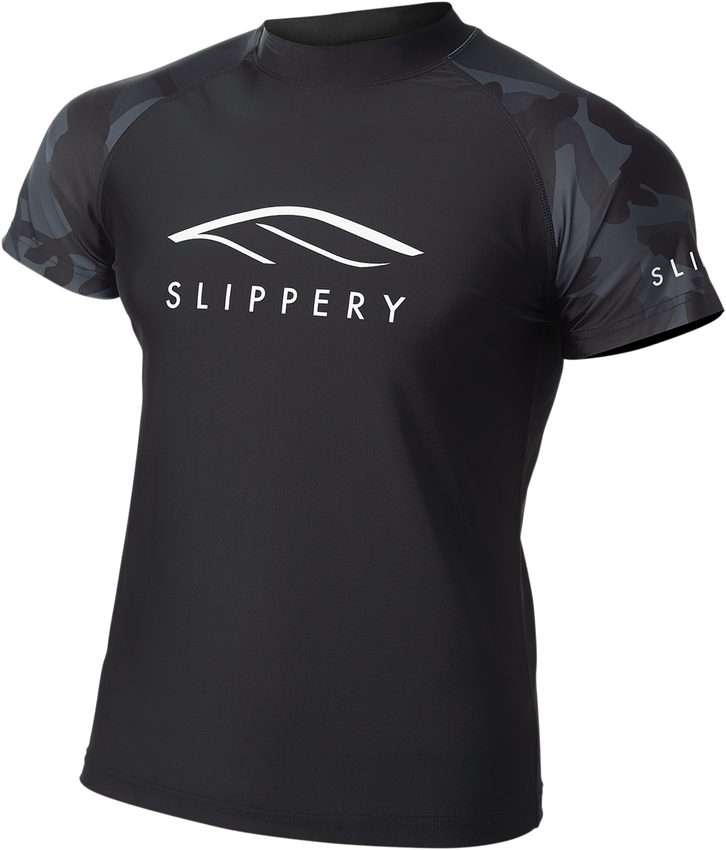 SLIPPERY Rashguard Short Sleeve Underwear - Black/Camo - Large 3250-0138