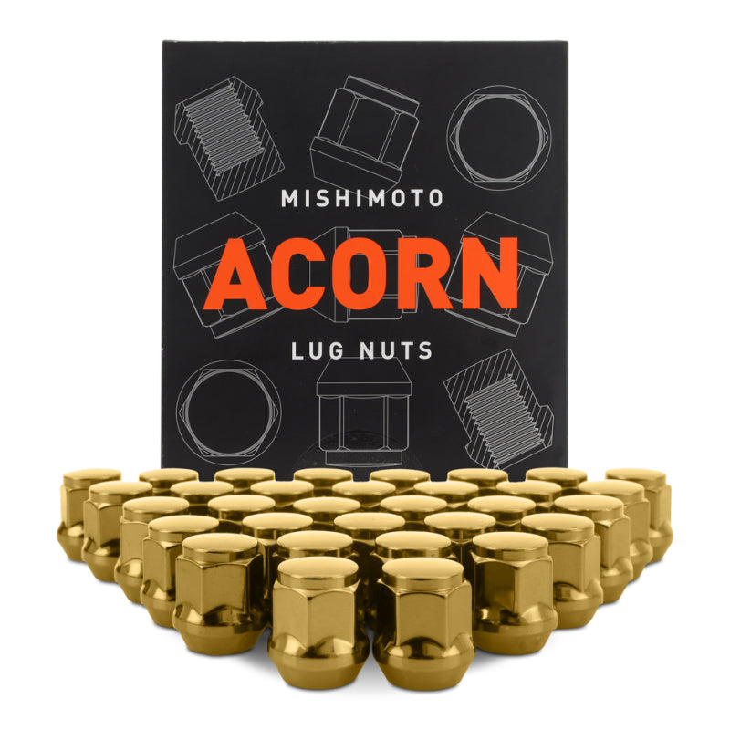 Mishimoto Steel Acorn Lug Nuts M14 x 1.5 - 32pc Set - Gold