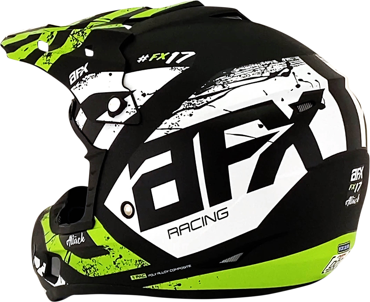 AFX FX-17Y Helmet - Attack - Matte Black/Green - Large 0111-1419