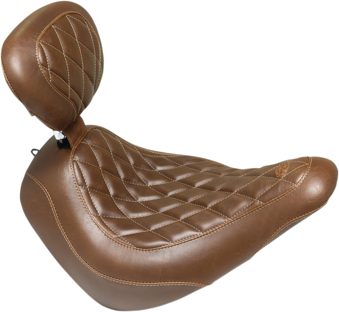 MUSTANG Seat - Wide Tripper Solo - with Backrest - Diamond - Brown 83040