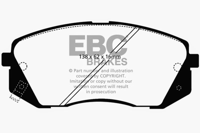 EBC 15+ Hyundai Sonata 1.6 Turbo (Elec Park Brake) Redstuff Front Brake Pads DP31809C