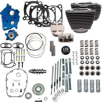 S&S CYCLE 129" Power Package Engine Performance Kit - Gear Drive - Oil Cooled - Highlighted Fins - M8 310-1224
