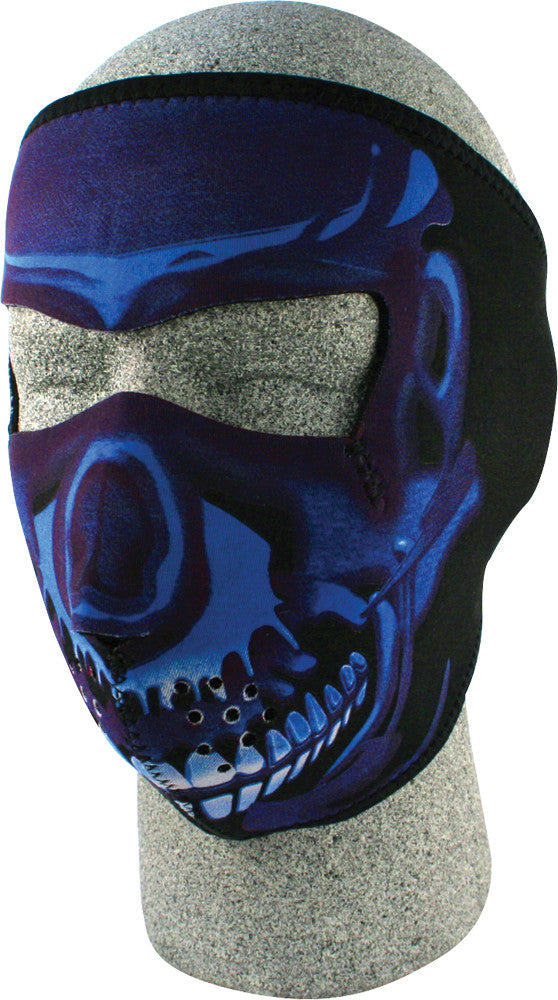 ZAN Full Face Mask Blue Chrome Skull WNFM024