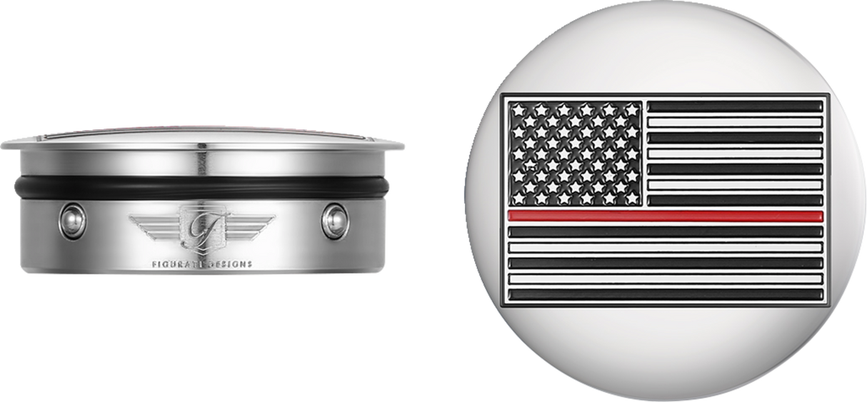 FIGURATI DESIGNS Swing Arm Covers - Red Line American Flag - Custom - Reversed FD73-AFRL-SS