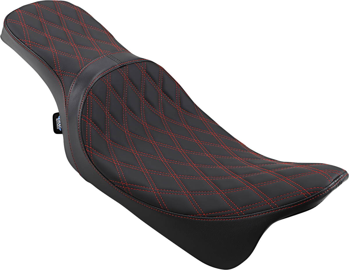 DRAG SPECIALTIES Predator 2-Up Seat - Double Diamond - Red Stitching - FL '08-'22 0801-1272